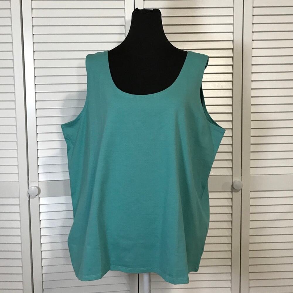 Blair Teal Cotton Blend Scoop Neck Wide Strap Relaxed Knit Tank Top XL